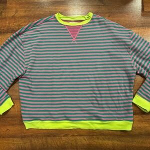 Free People We The Free Oversized Crewneck Striped Sweatshirt Women’s Size Small
